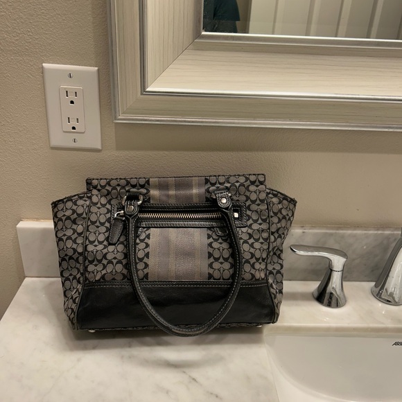 Coach Monogram Black and Gray Satchel - Picture 2 of 11